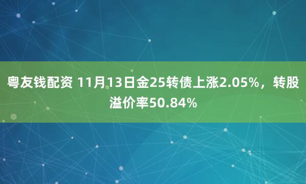 粤友钱配资 11月13日金25转债上涨2.05%，转股溢价率50.84%