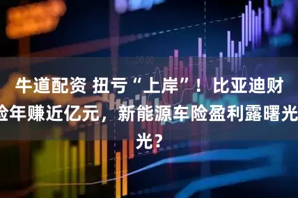 牛道配资 扭亏“上岸”！比亚迪财险年赚近亿元，新能源车险盈利露曙光？